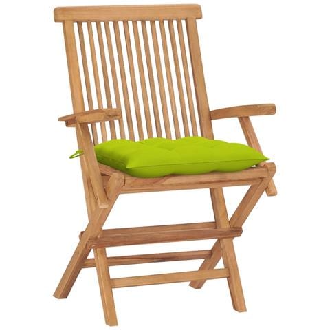 Lusso Casadino - Sedie Da Giardino Cuscini Verde Brillante 4 Pz Massello Di Teak - Foto 1