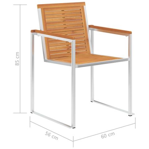 Sedie Da Giardino 8 Pz Legno Massello Di Acacia E Acciaio Inox - Foto 8