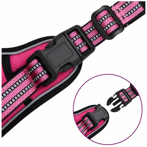 Pettorina per Cani con Strisce Riflettenti Regolabile Rosa L - Foto 2