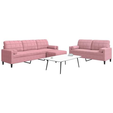 Set di Divani 3 pz con Cuscini e Rinforzi rosa in Velluto - Foto 2