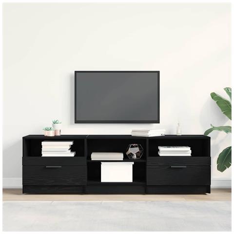 Mobile TV  Nero Rovere 150x33,5x45 cm Legno ingegnerizzato - Foto 2