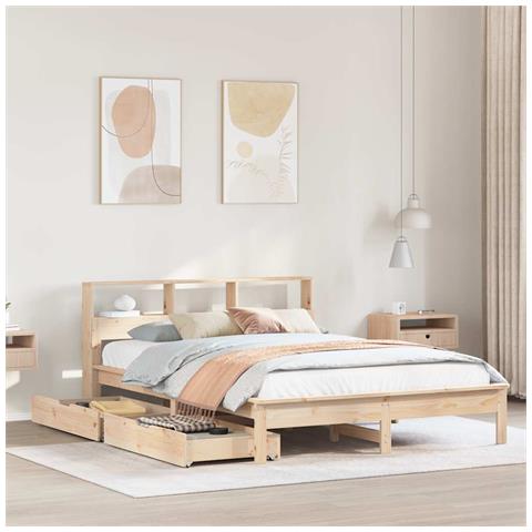 Letto Libreria senza Materasso 120x190cm Legno Massello di Pino - Foto 2
