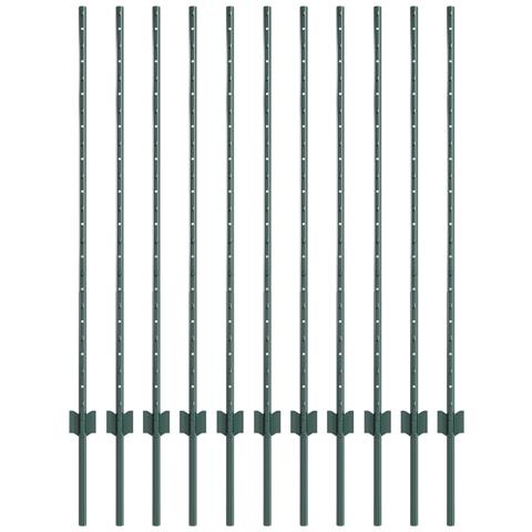 Pali per Recinzione 11 pz Canale a U Verde 120 cm Acciaio - Foto 1