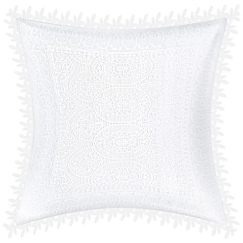 Set Di 2 Copricuscini 45x45 Cm Con Bordo In Pizzo A Forma Di Foglia - Foto 1