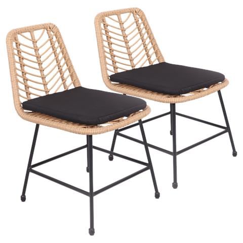 Set Di 2 Sedie In Rattan Sintetico Con Cuscini Oka - Foto 1