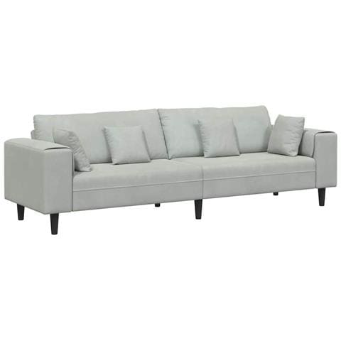 Divano in Velluto con cuscino Grigio chiaro 208 cm Velluto - Foto 1