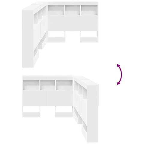 Testata contenitore con testiera Bianco 80 cm Legno multistrato - Foto 9