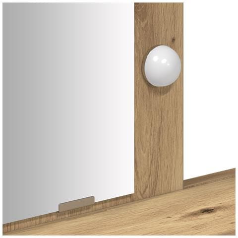 Tavolo da trucco  con luci LED in Rovere, artigianale, 79x41x140 cm - Foto 9