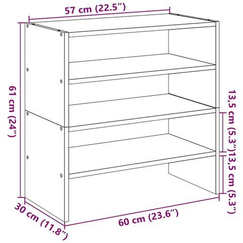 Scarpiere 2 pz Impilabili Grigio Sonoma 60x30x30,5 cm - Foto 9