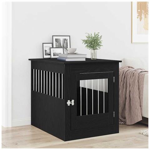 Mobile per cuccia per cani Rovere Nero 80x64,5x71 cm in legno ingegnerizzato - Foto 2