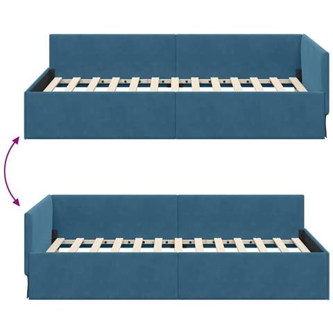 Cornice del letto ad angolo Altro con testiera Blu 100 x 200 cm - Foto 9