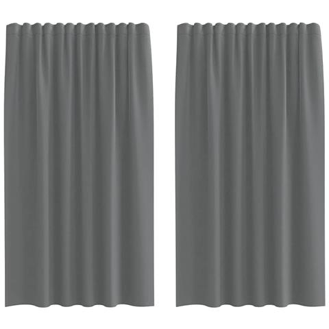 Tende in Voile con Tasche per Aste 2 pz Grigio Scuro - Foto 1
