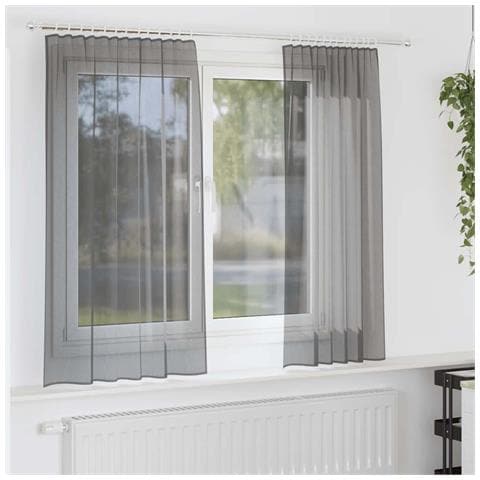 Tende in Voile con Tasche per Aste 2 pz Grigio Scuro - Foto 2