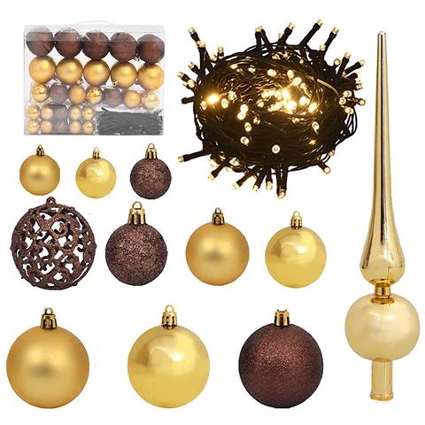 Lusso Casadino -  Set Natale Con 60 Palline Punta E 150 Luci Led Oro E Bronzo - Foto 2