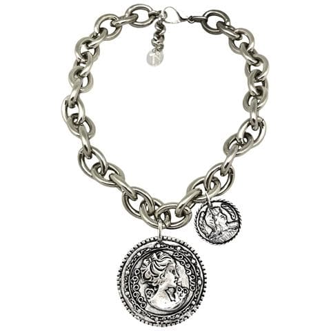Collana In Argento 10µ Moneta Doppia Irregolare - Foto 1