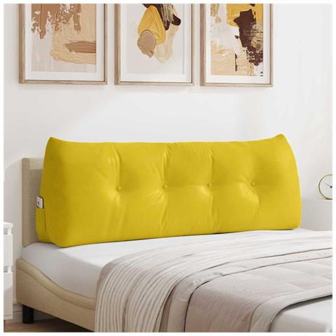 Cuscino per Schiena Giallo 140 x 24 x 50 cm Velluto - Foto 2