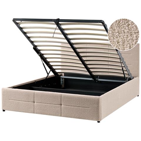 Letto Contenitore Bouclé Massognes 140 X 200 Cm Beige - Foto 2