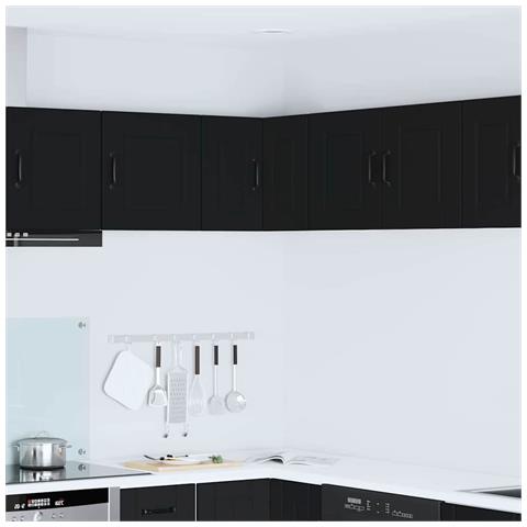 Pensile cucina con porta Nero 57 x 57 x 40 cm Legno multistrato - Foto 2