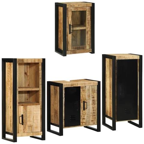 Set di mobili per il bagno 4 pcs Legno di Mango Massello - Foto 1