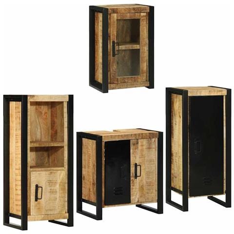 Set di mobili per il bagno 4 pcs Legno di Mango Massello - Foto 2