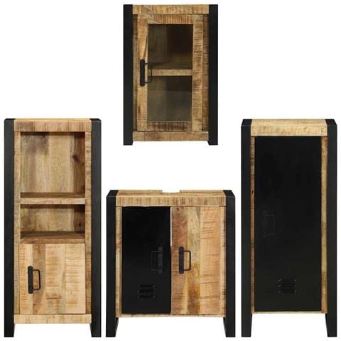 Set di mobili per il bagno 4 pcs Legno di Mango Massello - Foto 9