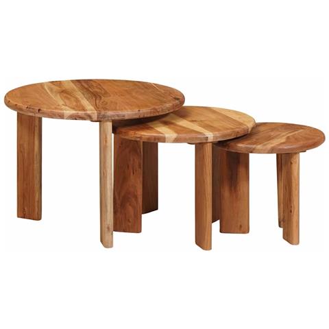 Tavoli da Caffè Nido 3 pcs Marrone Legno di Acacia Massello - Foto 2