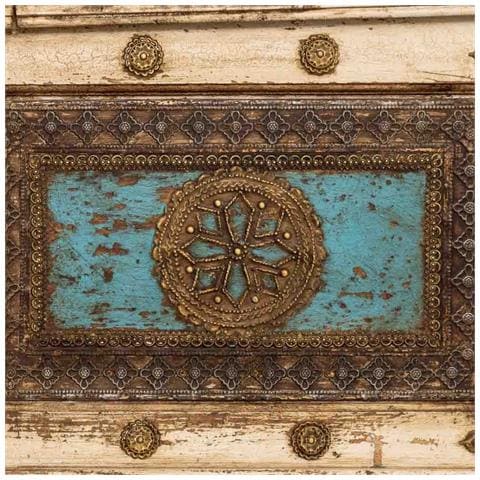 Tavolino Artigianale In Legno Bianco, 100x100x47h Cm - Foto 8