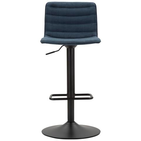 Set 2 Sgabelli Bar High Navy Blu Con Schienale Avvolgente, Struttura Nera Regolabili - Foto 2