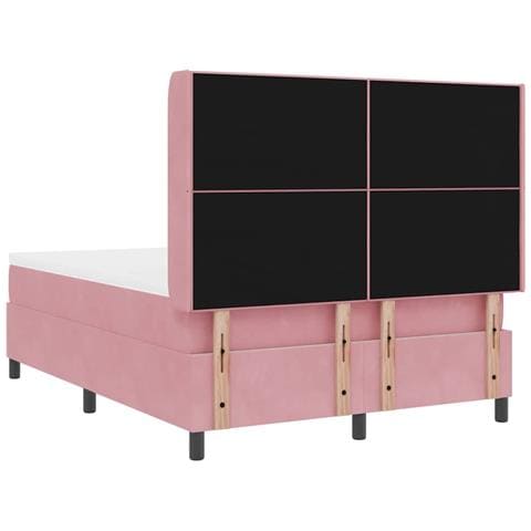 Letto a molle con materasso Rosa 140 x 200 cm Velluto - Foto 9