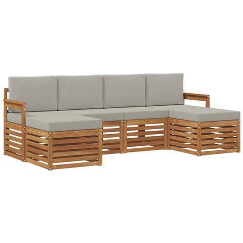 Set divani con cuscino 6 pcs Grigio Naturale e Chiaro - Foto 1