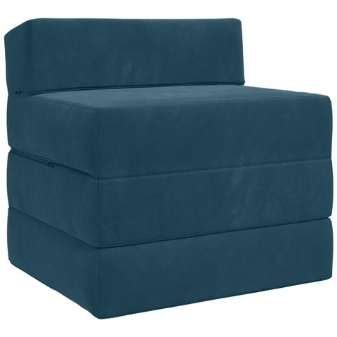 Divano Letto Pieghevole Blu 200 x 70 x 15 cm Velluto - Foto 1