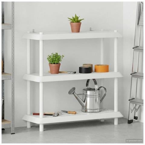 Unità di scaffalatura 3 livelli 100 x 40 x 96 cm PP Bianco - Foto 2