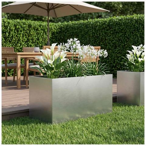 Vaso da giardino Argento 100 x 50 x 50 cm Acciaio Inox - Foto 2