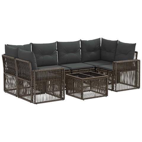 Set Divano da Giardino 7 pz Grigio polyrattan - Foto 1