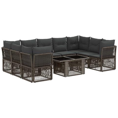 Set Divano da Giardino 10 pz Grigio polyrattan - Foto 1