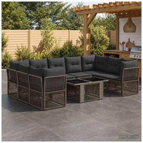 Set Divano da Giardino 10 pz Grigio polyrattan - Foto 10