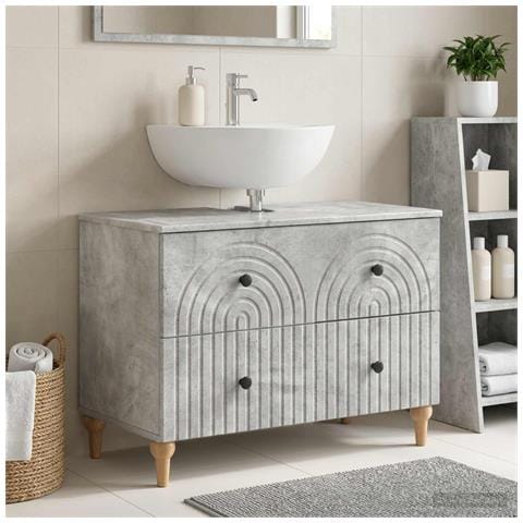 Armadio per Lavabo da Bagno ALKMAAR Grigio Cemento - Foto 2