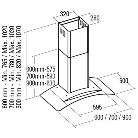 Cappa a Soffitto GAMMA 900 Aspirante e Colore Acciaio Inox - Foto 3