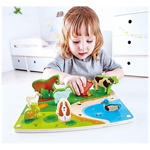 Farm Animal Puzzle & Play Puzzle Giochi In Legno, Multicolore, 5'' X 2'', E1454 - Foto 3