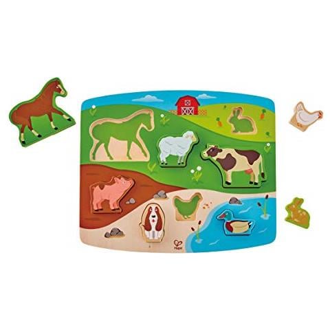 Farm Animal Puzzle & Play Puzzle Giochi In Legno, Multicolore, 5'' X 2'', E1454 - Foto 1