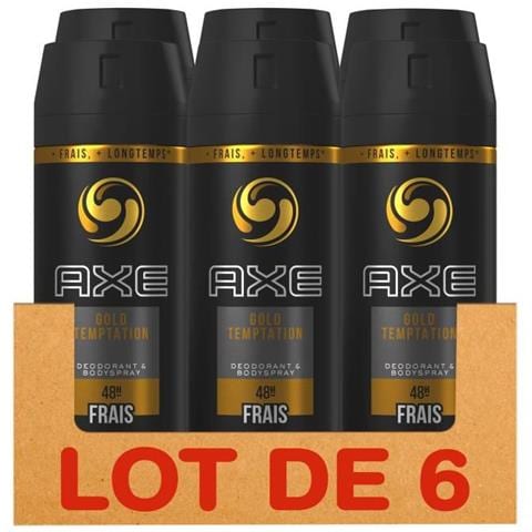 Ax Set Di 6 Deodoranti Per Uomo Spray Gold Temptation Senza Sali Di Alluminio - 150ml - Foto 1