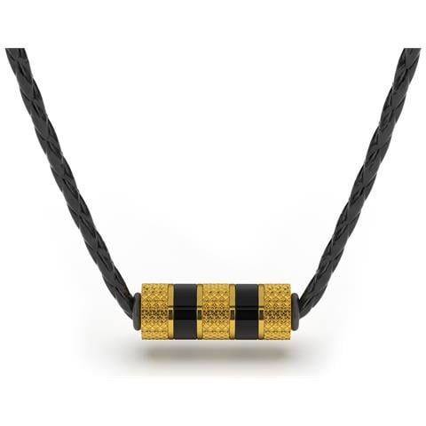 Collana da Uomo in Pelle, ""Solid"", 50cm, Oro - Foto 1