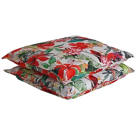 Set 2 Coprisedia Cucina Sfoderabili Con Laccetti In Stampa Digitale Double Face 40x40x5 Cm (parrots) - Foto 1