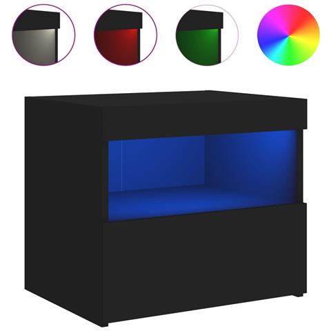 Comodino Con Luci Led Nero 50x40x45 Cm - Foto 2