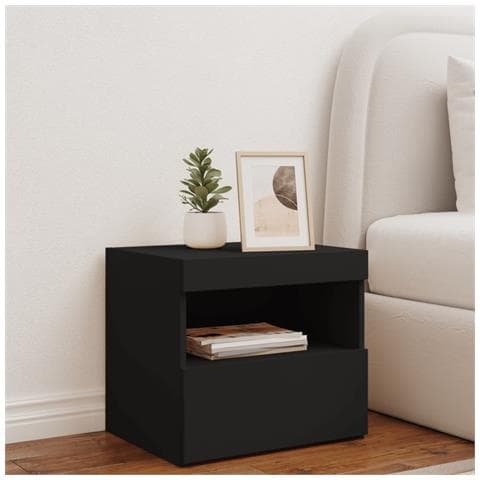 Comodino Con Luci Led Nero 50x40x45 Cm - Foto 3