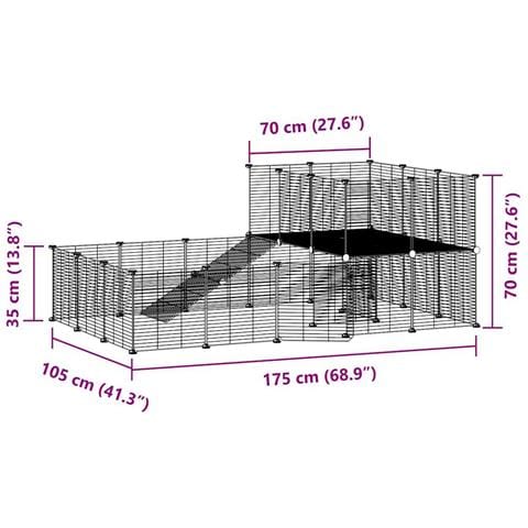 Gabbia Per Animali 36 Pannelli Con Porta Nera 35x35 Cm Acciaio - Foto 2