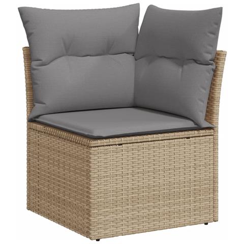 Divano Angolare Da Giardino Con Cuscini Beige In Polyrattan - Foto 2