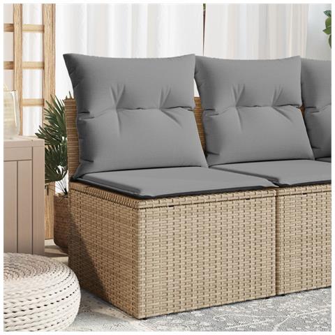 Divano Angolare Da Giardino Con Cuscini Beige In Polyrattan - Foto 1