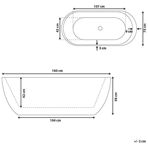 Vasca Da Bagno Freestanding Nevis 160 X 75 Cm Bianco - Foto 10