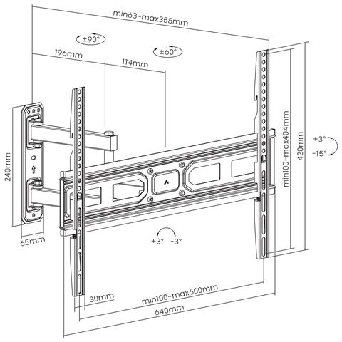 Supporto Da Parete Per Tv Led Lcd 37-70'' Full-motion Con Regolazione Post Installazione - Foto 3
